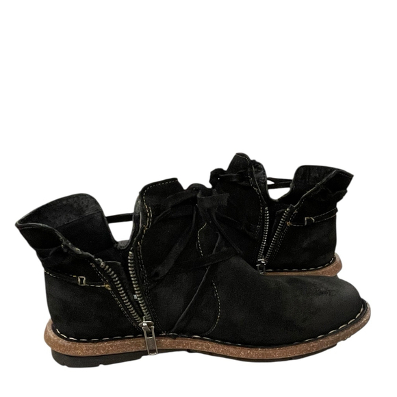 Born Womens 7.5 Tarkiln Bootie Ankle Boot Suede Leather Side Zip Round Toe Black - Picture 7 of 16